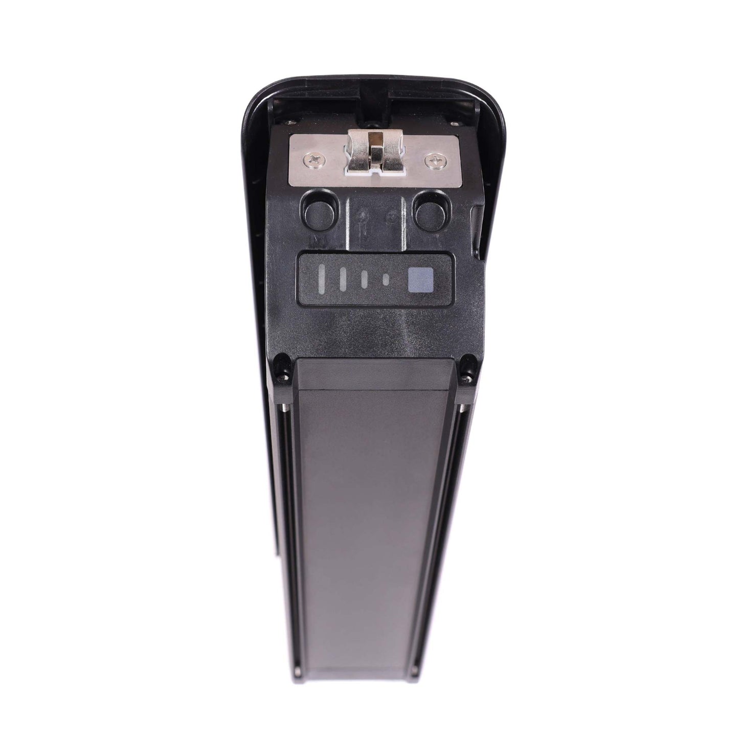 Charged F1 Hub Replacement Battery, top view, black casing.