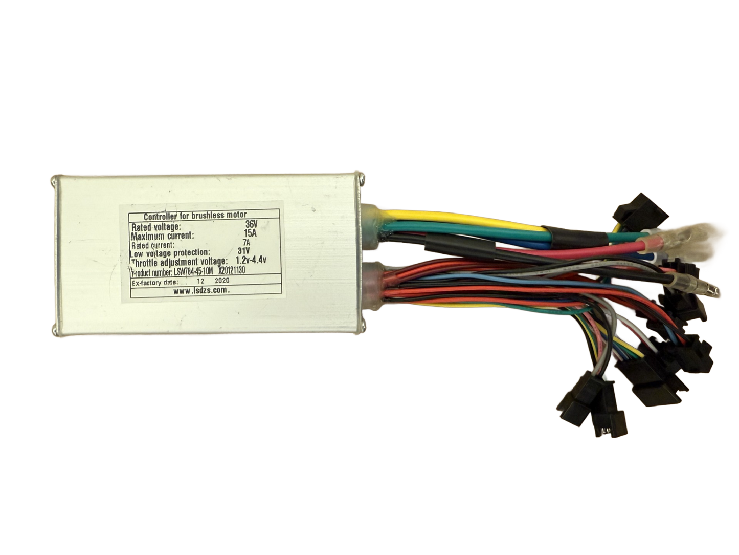 Charged F1 Hub Controller 20" with multicolored wiring and specifications label.