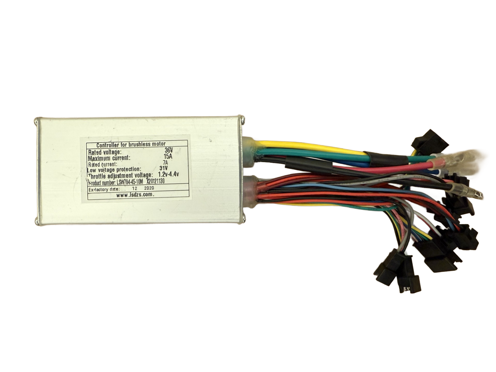 Charged F1 Hub Controller 20" with multicolored wiring and specifications label.