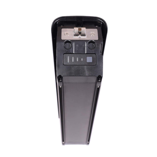 Charged F1 Hub Replacement Battery, top view, black casing.