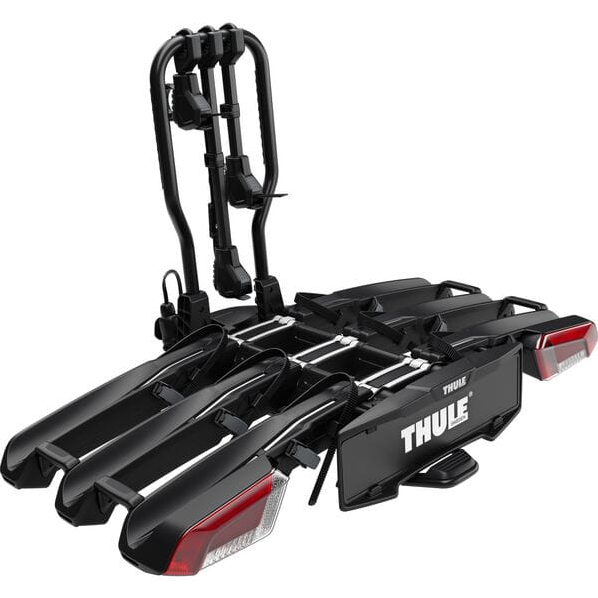 Thule EasyFold 3 foldable black and silver towbar bike rack for 3 bikes including e-bikes