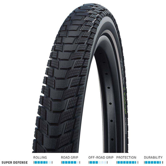 Schwalbe Pick-up Perf Super Defense 20 x 2.15 cargo tire with double carcass and ADDIX E-Compound for e-cargo bikes.